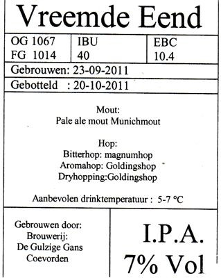 De Gulzige Gans Vreemde Eend English IPA