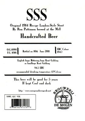 Brouwerij De Molen SSS (1914 Recipe London-Style Stout)
