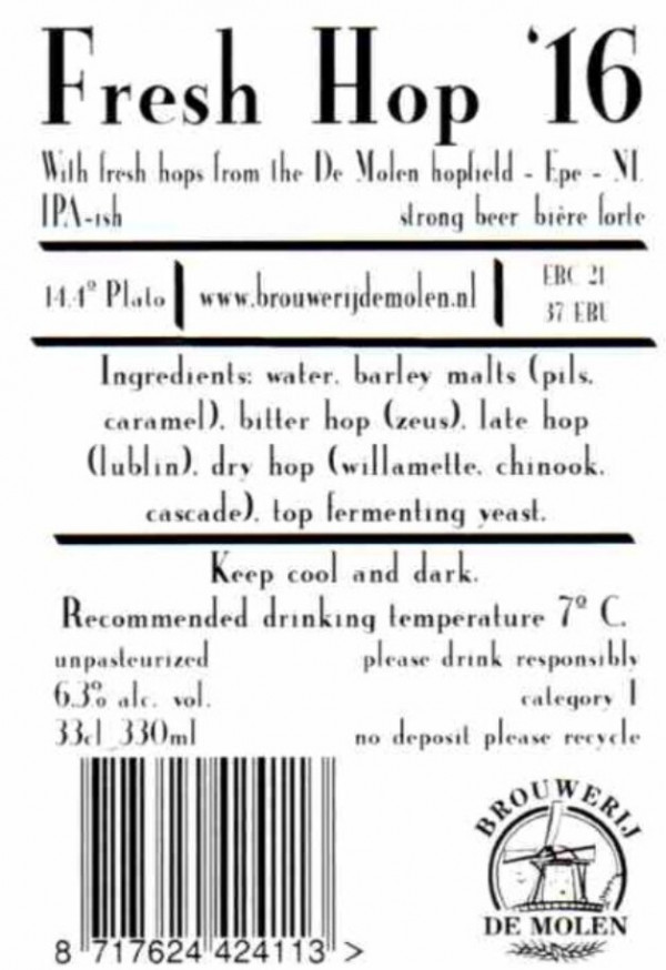 Brouwerij De Molen Fresh Hop '16