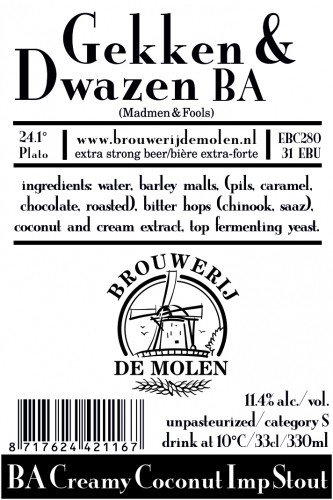 Brouwerij De Molen Gekken & Dwazen BA