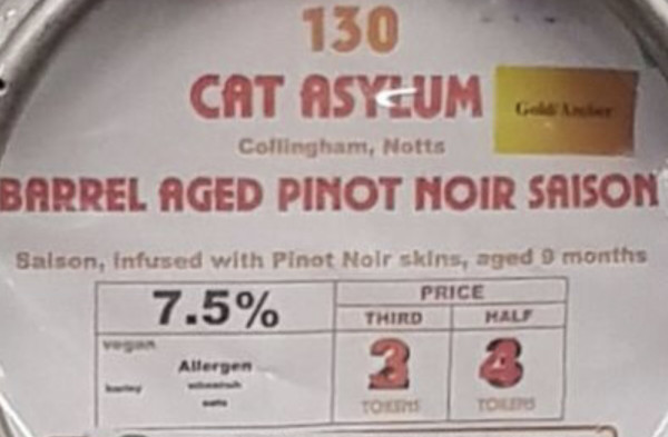 Cat Asylum Brewing Pinot Noir Saison Barrel Aged