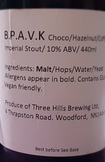 Three Hills Brewing BPAVK - Chocolate, Hazelnut, Coffee