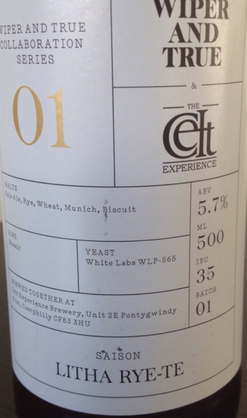 Wiper and True Collaboration Series 01: Saison Litha Rye-te