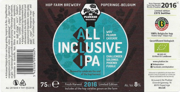 De Plukker All Inclusive IPA (2016)