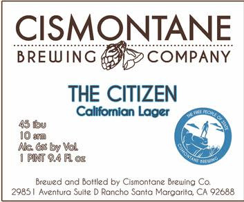 Cismontane Brewing Citizen California Lager