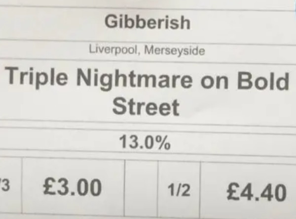 Gibberish Brewpub Triple Nightmare On Bold Street