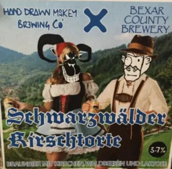 Hand Drawn Monkey Schwarzwalder Kirschtorte