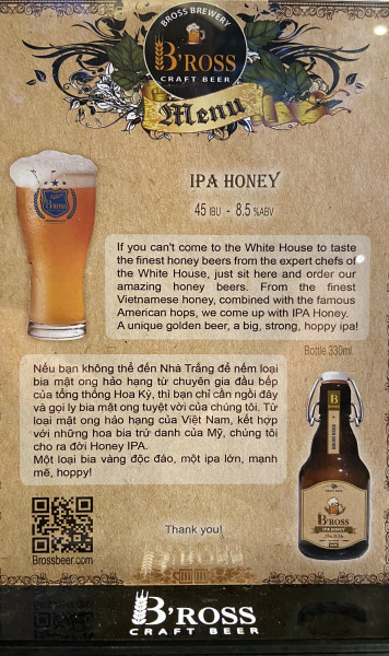 B'ross Beer Honey IPA