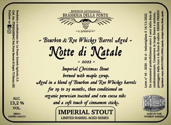 Brasseria della Fonte Notte Di Natale 2022 (Bourbon & Rye Whiskey BA)