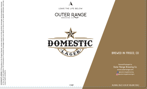 Outer Range Brewing Co. Domestic Lager