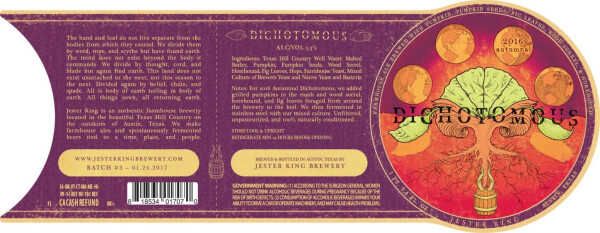 Jester King Brewery Autumnal Dichotomous 2016