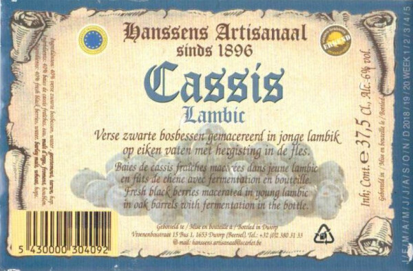 Hanssens Artisanaal Cassis (2018)