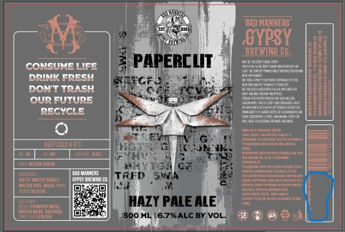 Bad Manners Gypsy Brewing Co. Paper Cut