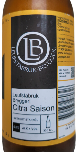 Leufstabruk Bryggeri Oberoende Citra Saison