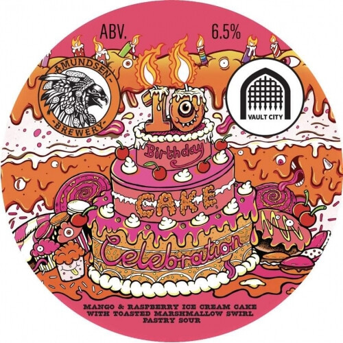 Amundsen Brewery 10th Birthday Cake - Mango & Raspberry Ice Cream Toasted Marshmallow Swirl Pastry Sour