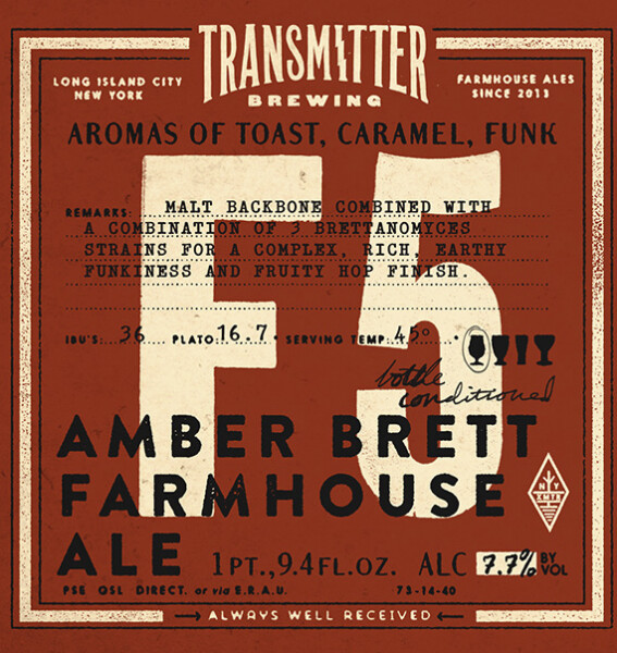 Transmitter Brewing F5 Amber Brett Farmhouse Ale