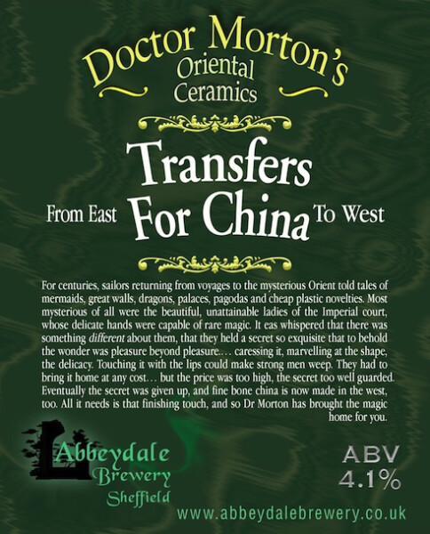Abbeydale Brewery Doctor Morton's - Transfers For China