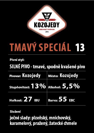 Pivovar Kozojedy Tmavý speciál 13