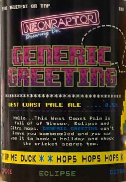 Neon Raptor Brewing Co. Generic Greeting (2024)