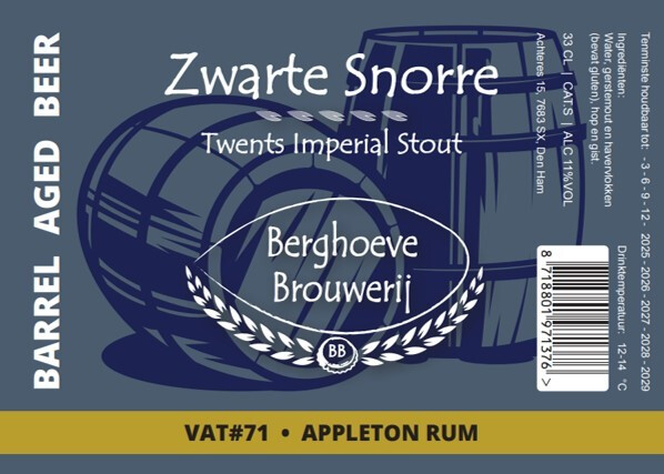 Berghoeve Brouwerij Zwarte Snorre - VAT#71: BA Appleton Rum