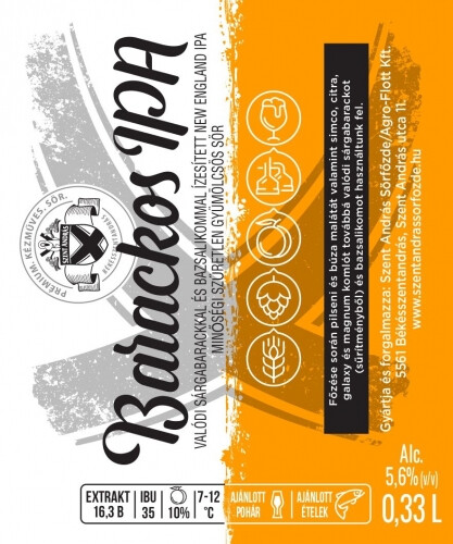 Szent András Sörfőzde Barackos IPA