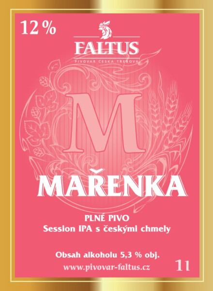 Minipivovar Faltus Mařenka 12% Session IPA