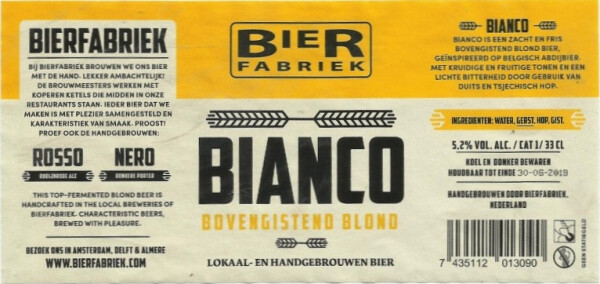 Bierfabriek Amsterdam Bianco