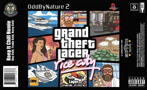 Odd By Nature Brewing Grand Theft Lager: Rice City