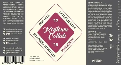 Brouwerij Pronck Keytown Collab '17/'18