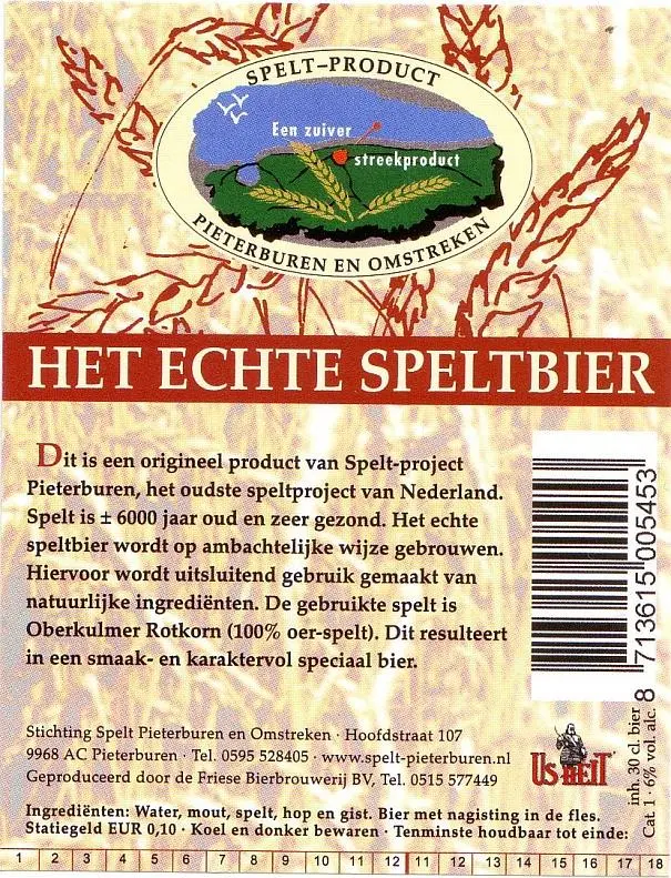 Friese Bierbrouwerij Us Heit Het Echte Speltbier