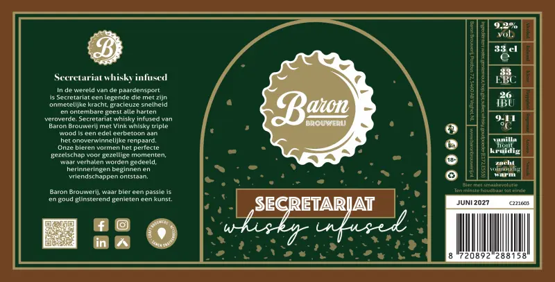 Baron Brouwerij Secretariat Whiskey Quadrupel