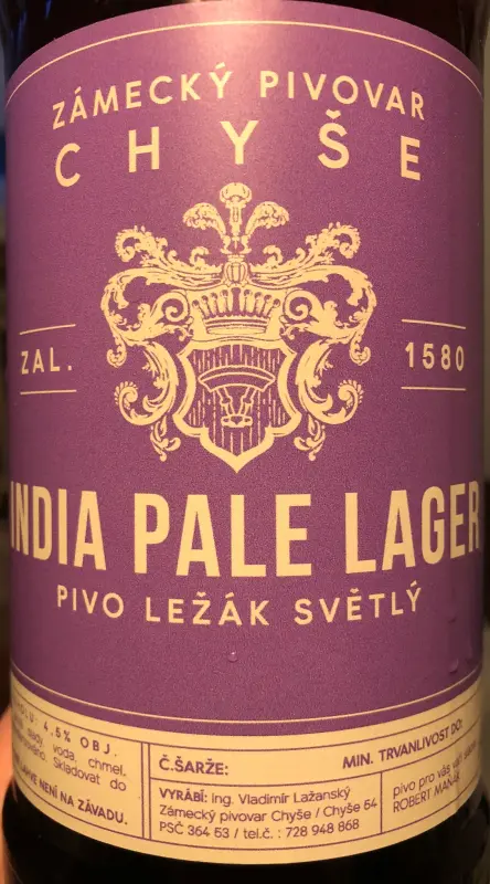 Zámecký pivovar Chyše India Pale Lager