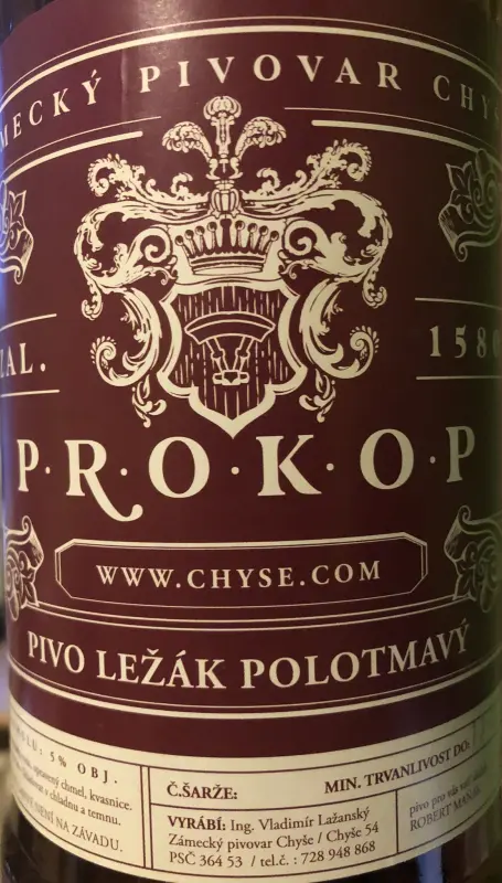 Zámecký pivovar Chyše Prokop Polotmavý
