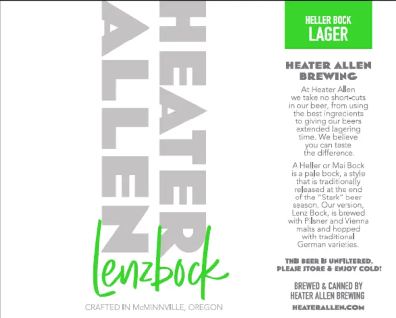 Heater Allen Brewing Lenzbock