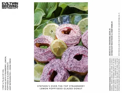 Evil Twin Brewing NYC Stephen's Over-the-Top Strawberry Lemon Poppyseed Glazed Donut