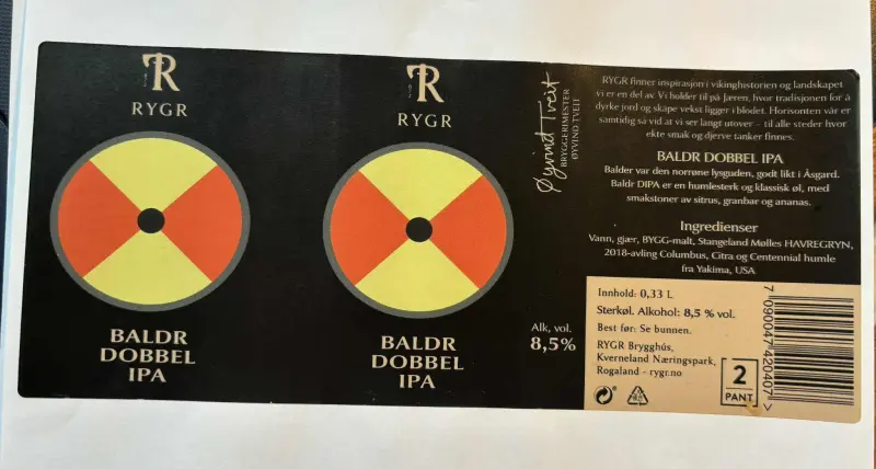 Rygr Brygghús Baldr Dobbel IPA