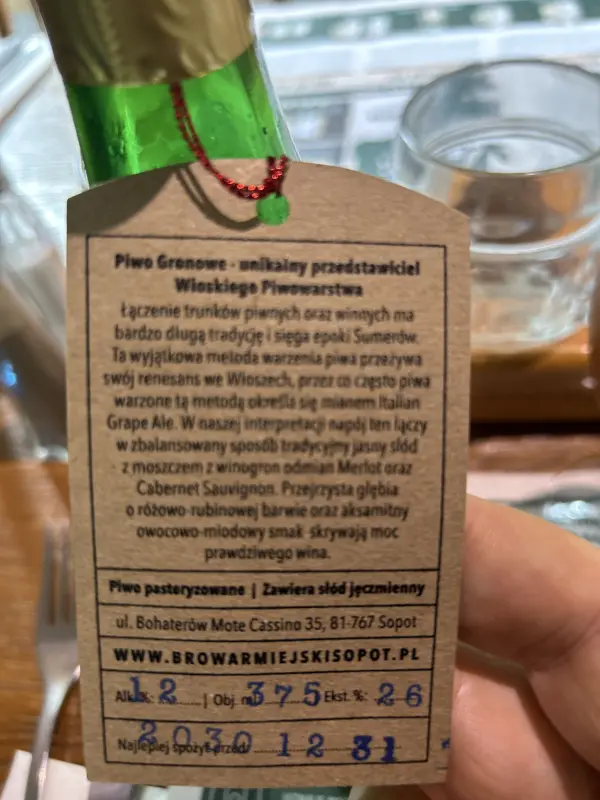 Browar Miejski Sopot Piwo Gronowe