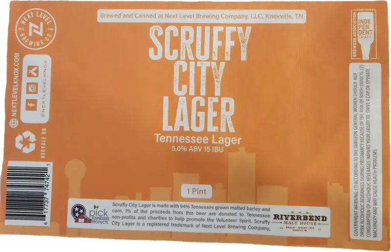 Next Level Brewing Company Scruffy City Lager