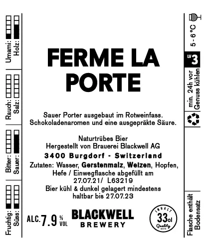 Blackwell Brewery Ferme La Porte