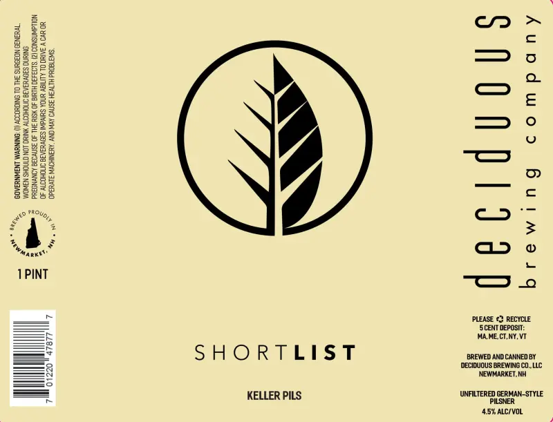 Deciduous Brewing Company Shortlist