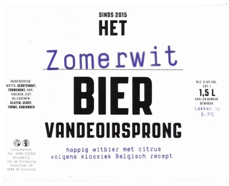 Brouwerij Vandeoirsprong Zomerwit