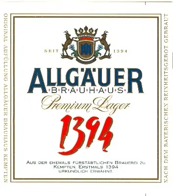 Allgäuer Brauhaus Allgäuer 1394 Premium Lager