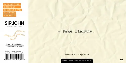 Brasserie Sir John Brewing Company Page Blanche