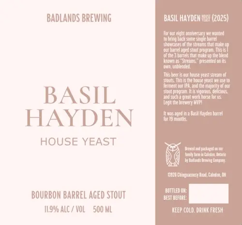 Badlands Brewing Company Basil Hayden (House Yeast)