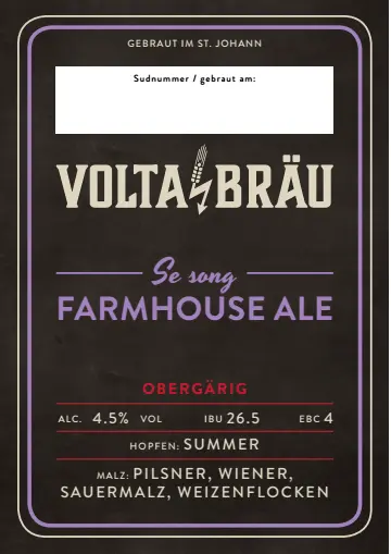 Volta Bräu Se Song Farmhouse Ale