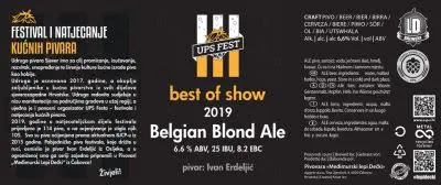 Lepi Dečki Brewery UPS Fest Best Of Show 2019 Belgian Blond Ale