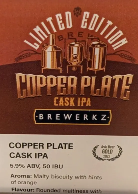 Brewerkz Copper Plate Cask IPA