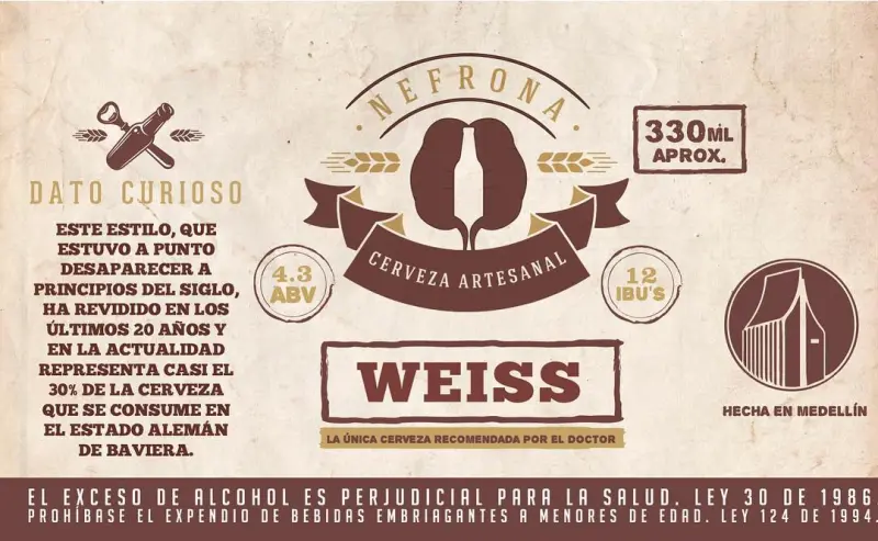 Cerveza Nefrona Weiss/Trigo