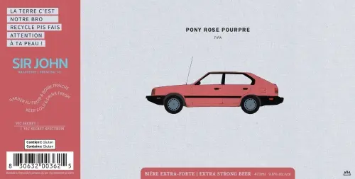 Brasserie Sir John Brewing Company Pony Rose Pourpre