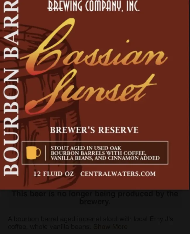 Central Waters Brewing Co. Central Waters Brewer’s Reserve  Cassian Sunset (2022)